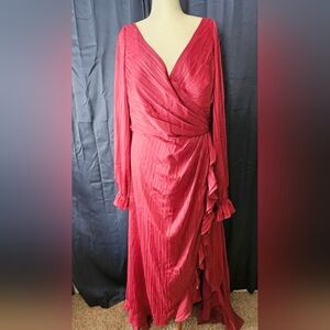 Mac Duggal Shimmer Stripe Ruffle Formal Dress Plus Size 24W